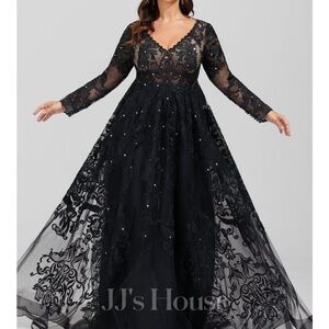 JJs House Elegant Black Long Sleeve Gown